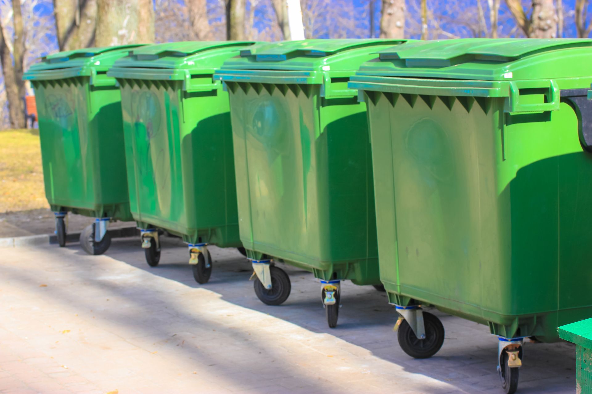 Commercial bins lined up