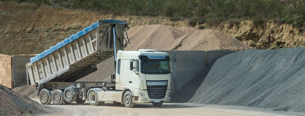 Large truck at aggregates yard